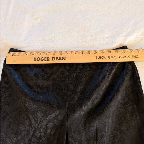 Black Jacquard Dress Pants Damask Pattern Elegant Evening Trousers - Picture 7 of 12